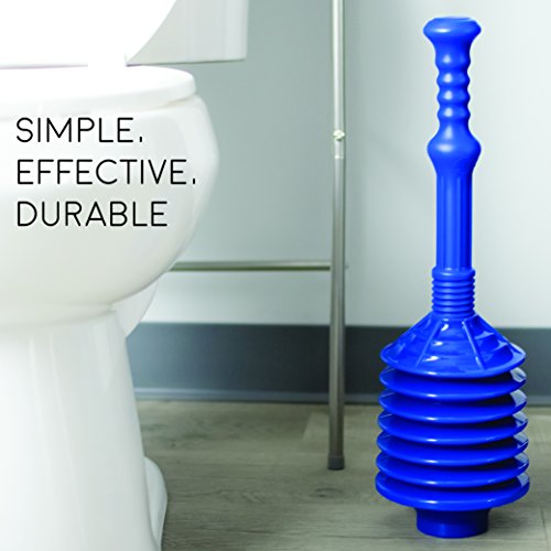 Professional Bellows Accordion Toilet Plunger High Pressure Thrust Plunge Removes Heavy Duty Clogs From Clogged Bathroom Toilets All Purpose Commercial Power Plungers For Any Bathrooms Blue Pricepulse