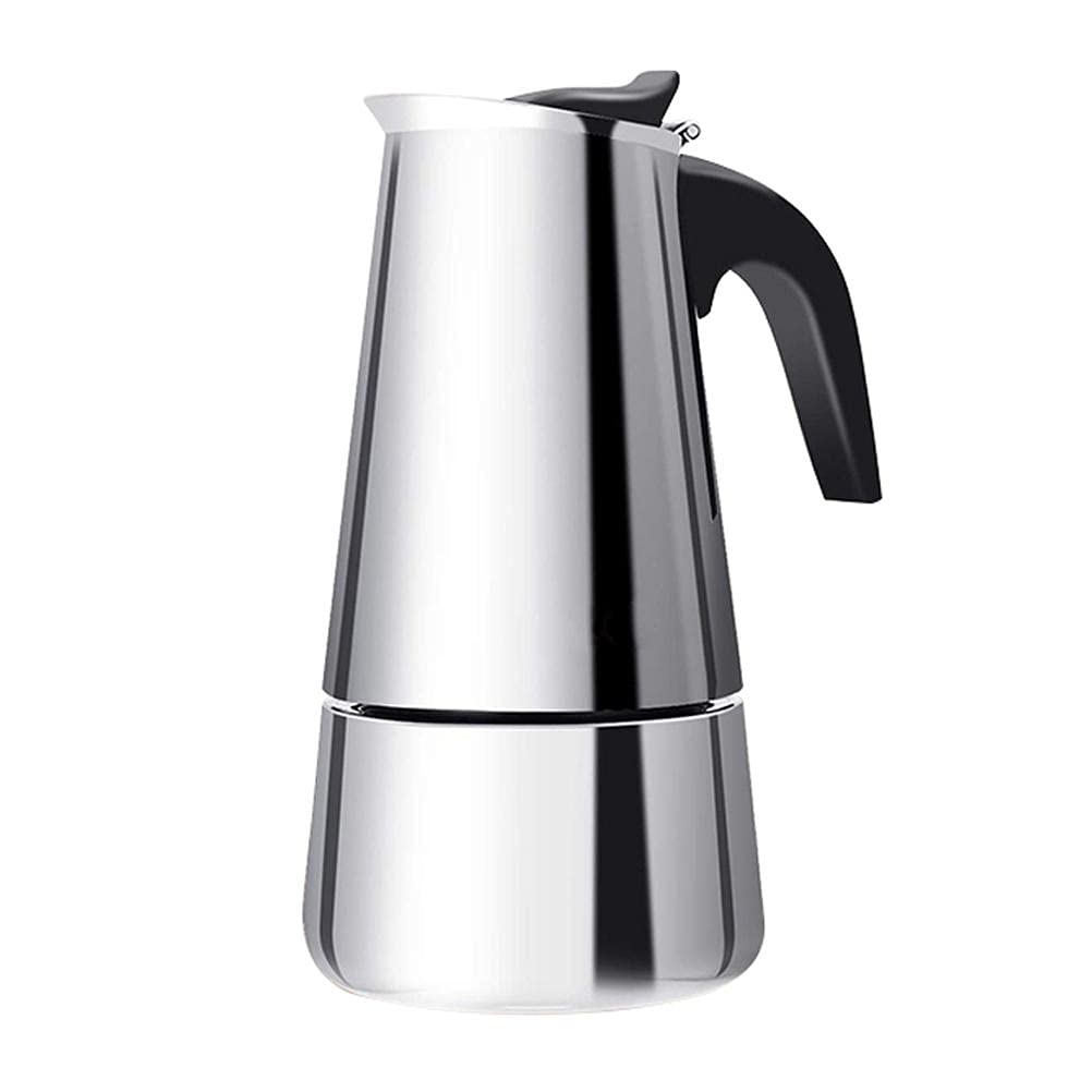 Italian Moka Coffee Maker Pot 4, 6 and 9 Cups (200-450ml) Cooker Coffee Percolator Espresso Maker, Hob and Stove Classic Stainless Steel Coffee Maker