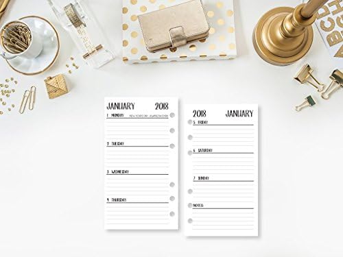 2018 Complete Horizontal Calendar Bundle by CityGirl Planners | Personal size- 3.74" x 6.73" | Month on 2 page with Week on 2 page | (binder not included, refills only)