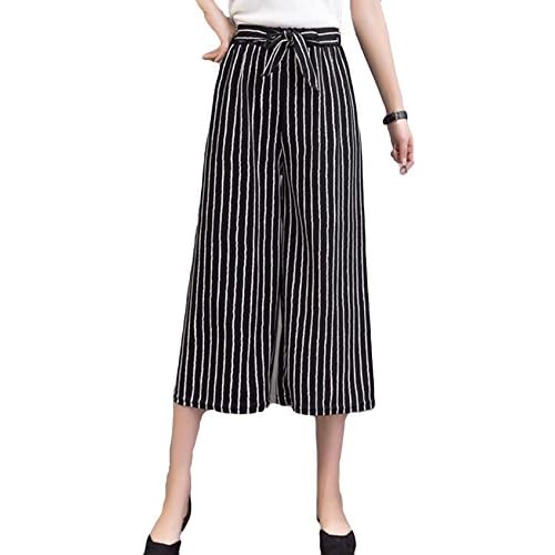 Alhyla レディース ワイドパンツ 夏 ストライプ おしゃれ ボヘミアン