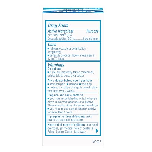COLACE CLEAR STOOL SOFTENER SOFT GEL CAPSULES CONSTIPATION RELIEF 50MG DOCUSATE SODIUM DOCTOR RECOMMENDED 42CT