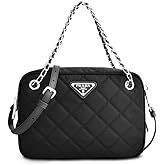 Prada Womens Bandoliera Black Tessuto Nylon Quilted Medium Crossbody Bag