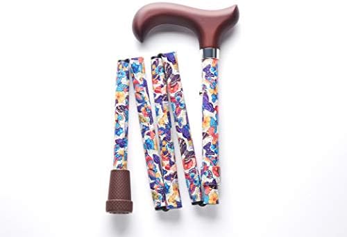 Merry Sticks Designer Folding Adjustable Walking Cane, Butterflies