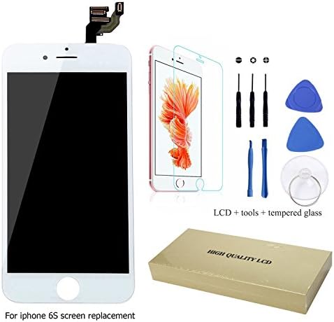 LCD Screen Replacement Kit for iphone 6S, All Preinstalled Plus Digitizer with Assembly Repair Tool for White I Phone 6 S Touch Display, Digital Touchscreen Full Frame for Cracked, Ezy DIY Video Ebook
