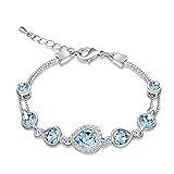 Valentine's Day Gift Women Heart Shaped SWAROVSKI ELEMENTS Crystal White Gold Plated Bracelet 7