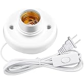 E26/E27 Light Bulb Socket with 15ft Cord and On/Off Switch Hanging Light Cord Extension,Whtie