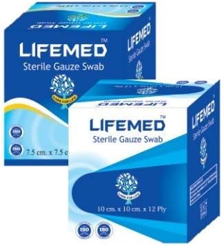 LIFE CARE SURGICALS Polymer Sterile Gauze Swab (7.5 x 7.5 Cm x12 Ply)