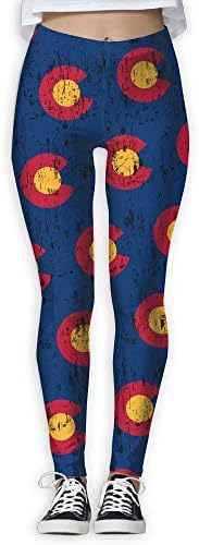 Women's Distressed Colorado Flag Women Yoga Pants Workout Running Leggings M