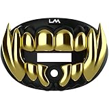 Loudmouth Football Mouth Guard | 3D Beast Chrome Adult and Youth Mouth Guard | Mouth Piece for Sports | Maximum Air Flow Mouth Guards (3D Beast - Chrome Black/Gold)
