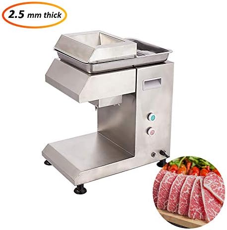 Desktop Meat Cutting Machine Commercial Meat Slicer 304 Stainless Steel Multi-Function Full-Automatic Electric Super-Silent (0.1in /2.5mm)
