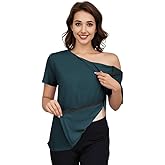 Fififlip Women's Post Shoulder Surgery Tear Away Shirt Short Sleeve Side Snap Chemo Port Postpartum Shirts Adaptive Clothing