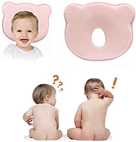 Finlon Baby Pillow, Head Shaping Pillow and Prevent Flat Head Baby Pillow Preventing Protector Birth Flat Head Syndrome for Your Newborn Baby Memory Foam Pillow (Pink)