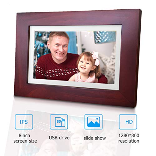 eco4life 8 Inches Cloud Digital Photo Frame with 1280x800 LCD IPS Display, 1610 HD Touch Screen