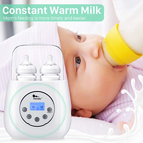 Baby Bottle Warmer, Himaly Bottle Sterilizer 6 in 1 BPA-Free Bottle Warmer with Rapid Heating Warm Milk Formula Heat Food Defrost, LED Display and Accurate Temperature Control, Fit Most Baby Bottles