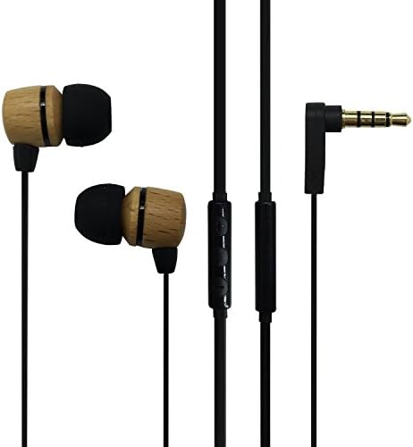 Buyit?Premium Genuine Wood In-ear Noise-isolating Headphones with Mic,Volume Control Compatible for Samsung HTC Android Smartphone