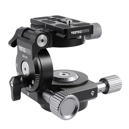 Photo 1 of VERTECFOTO Geared Tripod Head : Provide Smooth Fine Tune & Quick Coarse on Pan&Tilt, Wobble Free; Perfect Choice for a Camera & Spotting Scope, Full CNC Made, Max Load11lb; Arca Type QR Plate