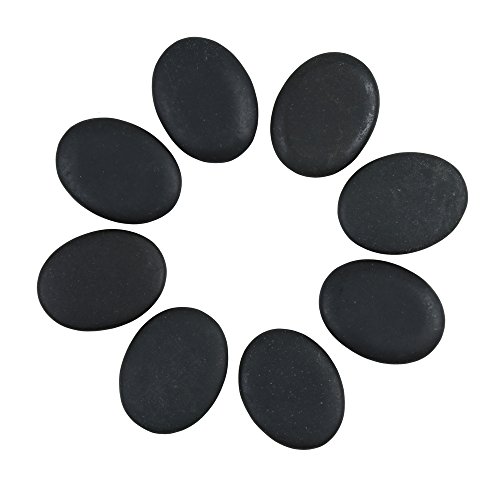 Romonacr 8Pcs Professional Small Massage Hot Stone Set Natural Lava Heated Stones Basalt Warmer Rock for Spa, Massage Therapy 1.18 x 1.57 x 0.31in(3x4x0.8cm) Black