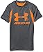 Under Armour Boys' HeatGear Armour Up Digi Fitted Short Sleeve Shirt, Graphite (040)/Traffic Cone Orange, Youth X-Large