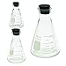 Corning Pyrex #4980 Erlenmeyer Narrow Mouth, Glass Flask Set with Rubber Stoppers - 3 Sizes - 50mL, 125mL, 250mL