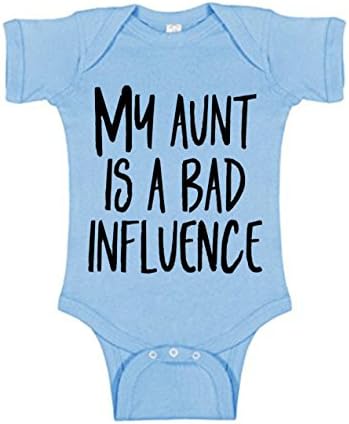 Southern Designs My Aunt Is A Bad Influence Baby Onesie For Boy or Girl Funny and Cute Apparel (18 Month, Blue)