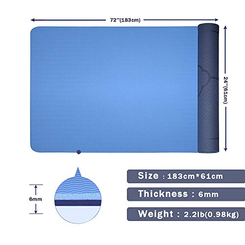 Yoga Mat 6MM Thick,Mens Yoga Mats with Alignment Marks, Kids Workout