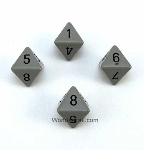 Dark Grey Opaque Dice with Black Numbers D8 Aprox 16mm (5/8in) Pack of 4 Dice Chessex WCXPQ0810E4