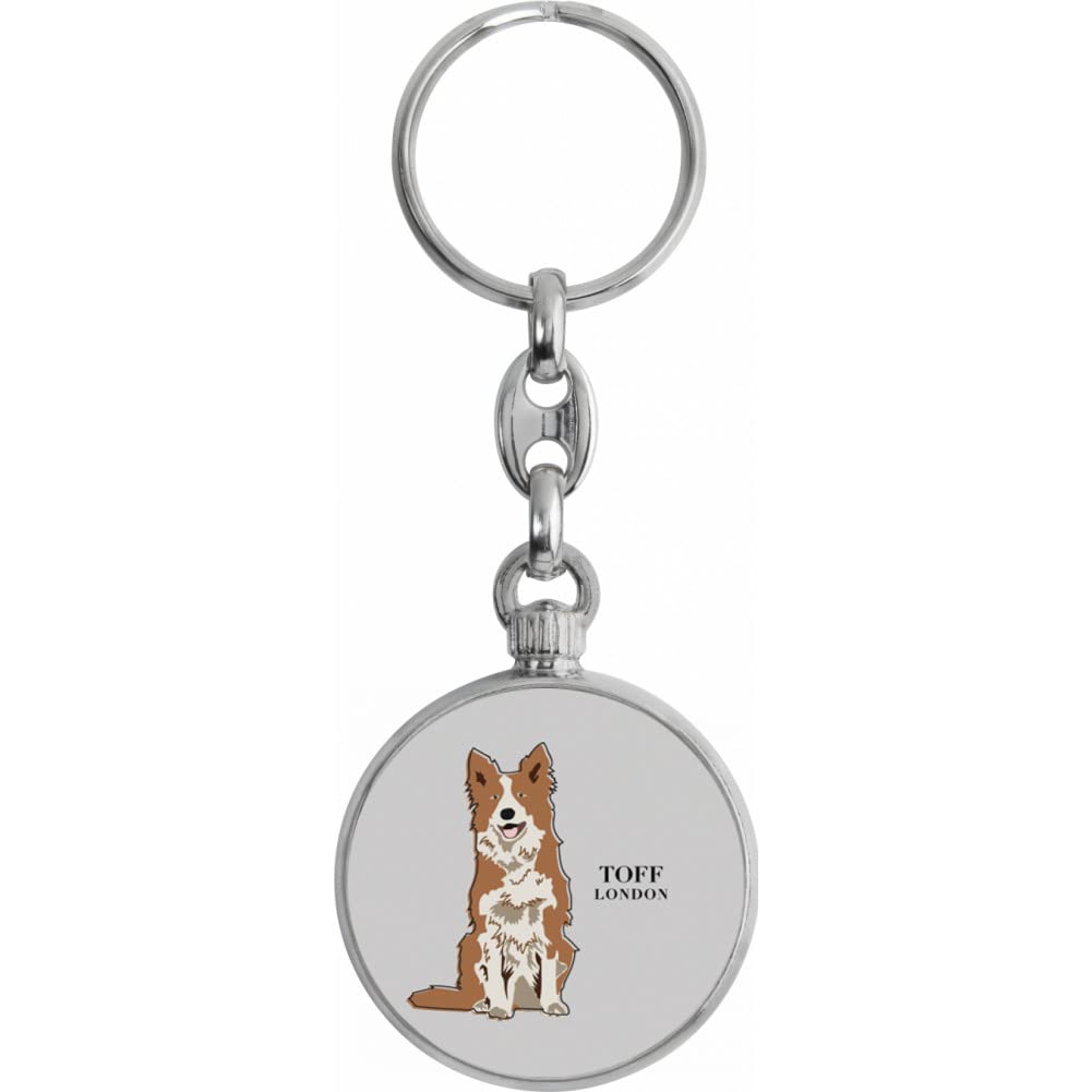 Toff London Brown And White Border Collie Dog Keyring