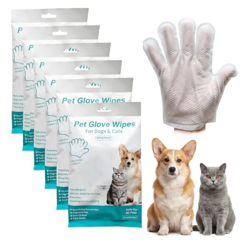 Lot de 36 Gants de Nettoyage pour Animaux de Compagnie - Doux et Hypoallergénique, Lingettes Nettoyantes pour Chiens et Chats, Gants Nettoyants et Déodorants pour Poils, Visage, Oreilles, Yeux, Pattes