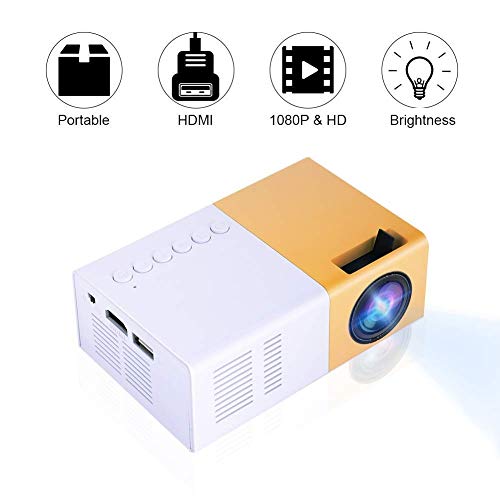 ASHATA Video Mini HD Projector, LED Home Theater 4K TV Movie Projector Support Laptop Phone 1080P/HDMI/VGA/USB/TV Box/Laptop/DVD for Indoor Outdoor Entertainment(US Plug)