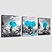 Canvas Wall Art for Bedroom Black and white landscape Blue rose flowers Bathroom Wall Decor Canvas Prints Watercolor 12