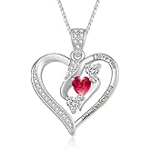 CupidGift Heart Necklaces for Women 14K 18K Gold Plated Dainty Heart Birthstone Necklace Everyday Jewelry Anniversary Christmas Birthday Gifts for Wife Mom