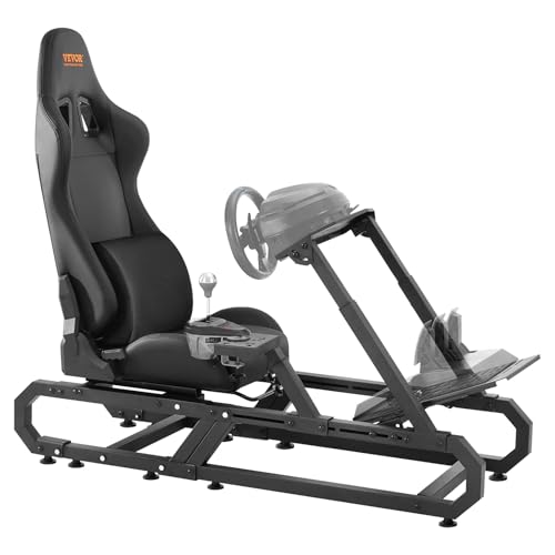 VEVOR Lenkradständer für Logitech G923/G920/G29, Rennsimulator-Cockpit aus Stahl – Thrustmaster T248P, Lenkradhalterung höhenverstellbar und Fußpedalwinkel eins