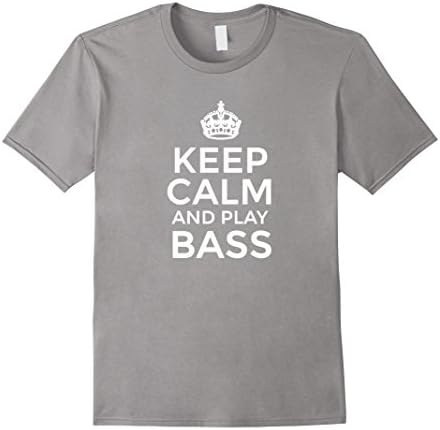 Men's Keep Calm and Play Bass Funny Music Tee Shirt XL Slate