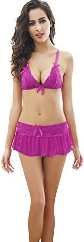 Amkylin Sexy Lace Bowknot Bra Exotic Panty Lingerie Bikini Set Babydoll Brief