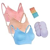 Breastfeeding Bra Pregnancy Maternity Bralette 3 pairs Removable Smart Pad 3 Extenders 3PK HuaErZui