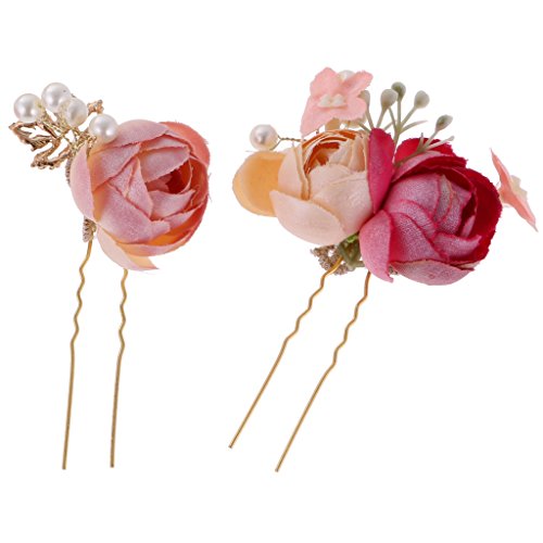 Jili Online Beautiful Lady Girls Flower Pearls Headpiece Hair Pins Set Wedding Party Hair Costume