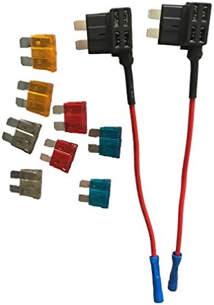 Automotive Car Truck 2 Pieces 16 Gauge Add-a-Circuit Fuse TAP Adapter for Regular Standard Blade Type Fuse + 8 Pieces Standard Fuse 5Apm 7.5Apm 10Apm 15Apm