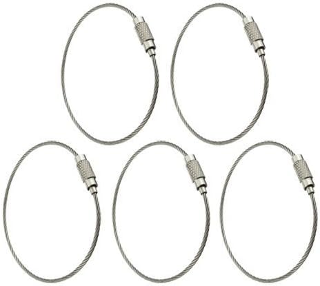 KANGYUANKangYuan Stainless Steel Wire Keychains 1.5mm 6 Inches Aircraft Cable Key Ring Loops for Hanging Luggage Tags or ID Tags (10 Pack)