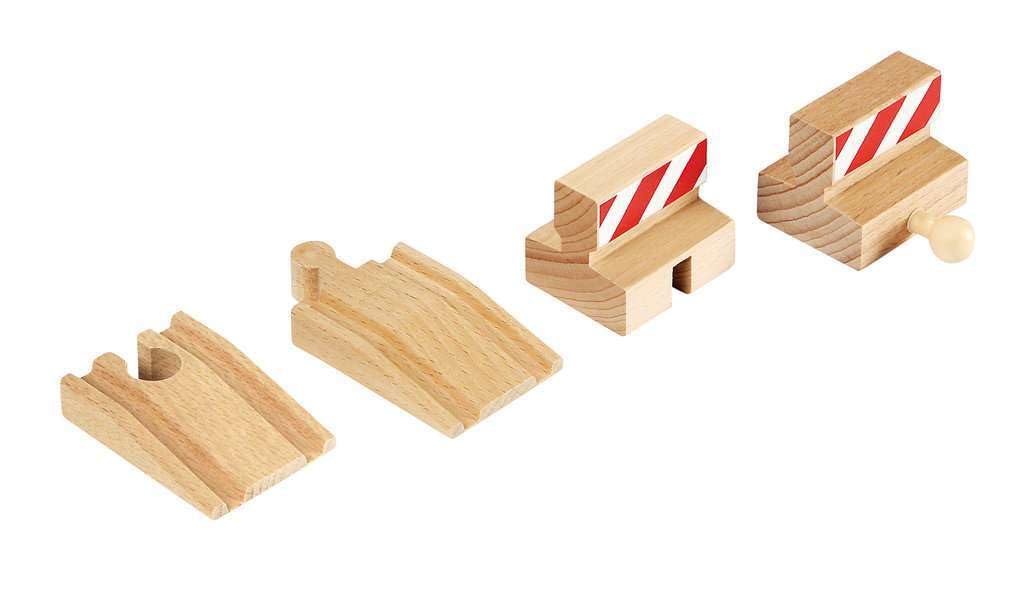 BRIO World Ramp and Buffer Stop Wooden Train Track for Kids Age 3 Years Up - Add On Railway Accessory