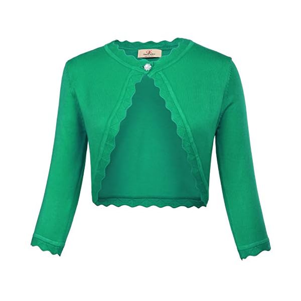 GRACE KARIN Women's Classic 3/4 Sleeve Open Front Shrug Sweaters Lace Knit Cropped Bolero Cardigan for Evening Dresses - Image 3