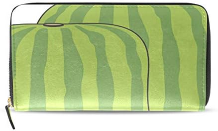 Cubical Watermelon Genuine Leather Wallet Case Credit Card Holder Travel Purse with Zipper Pocket for Women