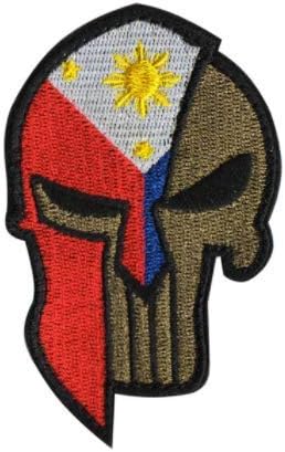 Philippines Flag & Punisher & Spartan Molon Labe Halloween Military Patch Fabric Embroidered Badges Patch Tactical Stickers for Clothes with Hook & Loop