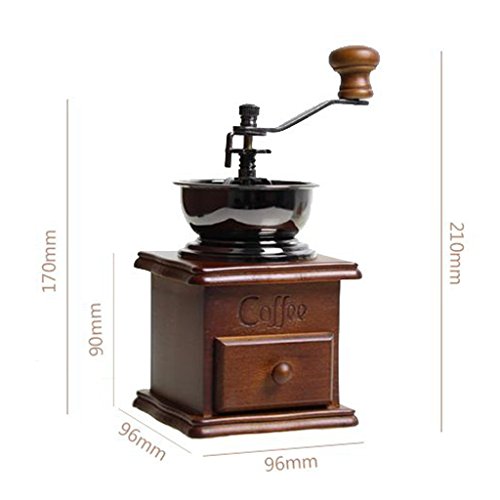 Fityle Vintage Manual Coffee Grinder, Hand Ground Coffee Grinding Mill With Wooden Cleaner Brush For Home Kitchen Accessories Portable - Thumbnail 2