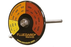 Condar FlueGard™ Thermometer (3-39) - Precise Double Wall Pipe Readings - Durable Porcelain Enamel - Yellow, Orange, Red Zone
