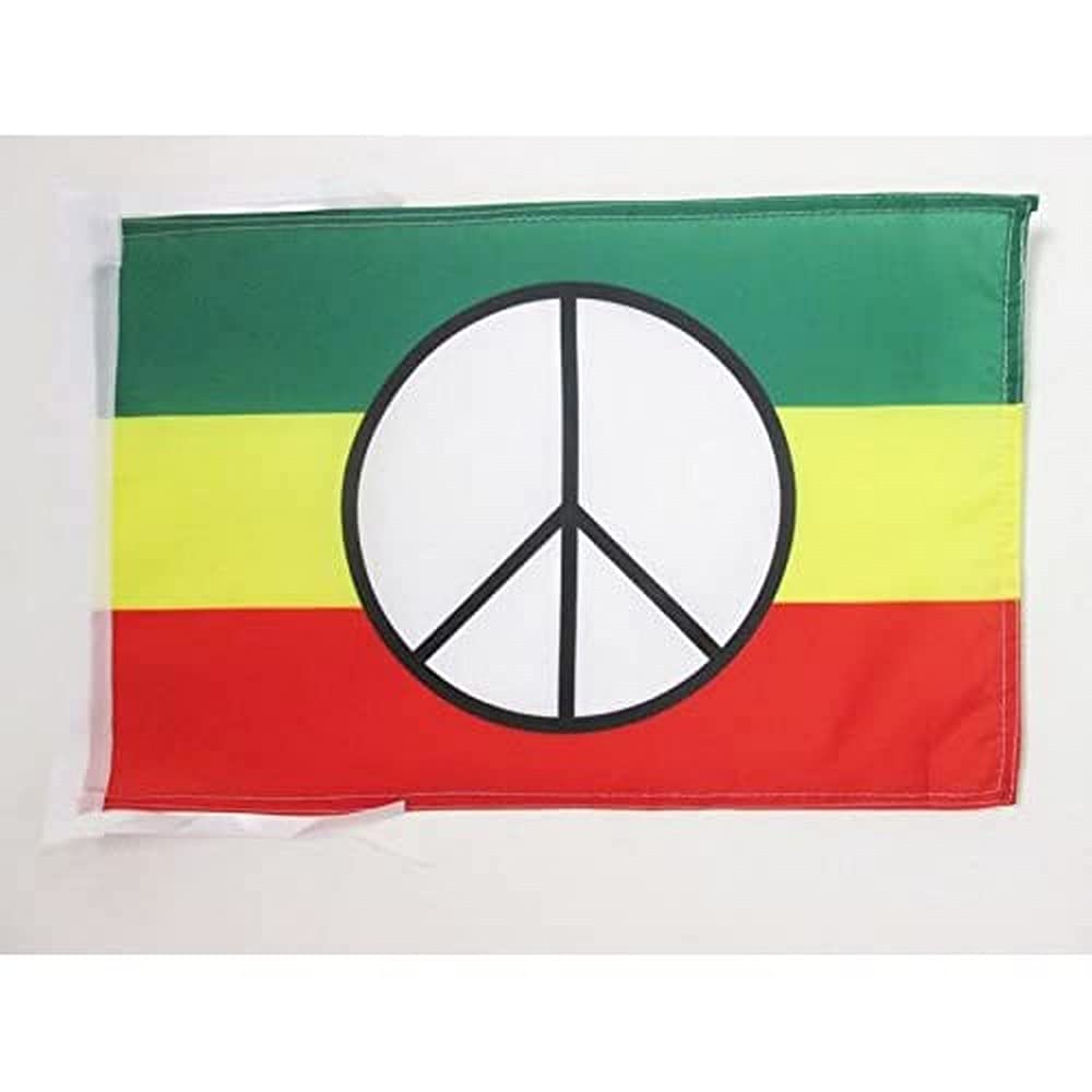 AZ FLAG Peace Rasta Flag 18'' x 12'' cords - Peaceful SMALL flags 30 x 45cm - Banner 18x12 in