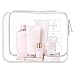 2pcs/pack Lermende Clear Toiletry Bag TSA Approved Travel Carry On Airport Airline Quart Sized 3-1-1 Compliant Bag Make-up Pouch Kit (White)