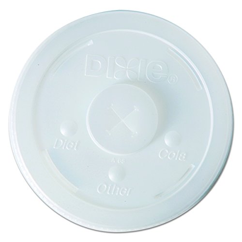 Dixie 928LSRD Plastic Lid, with Long Skirt and Selector Buttons, Fits 32 oz. Dixie Paper Cold Cups, Translucent (6 Sleeves of 100)