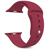 Yimzen Soft Silicone Sport iWatch Band Strap for Apple Watch Series 3 2 1 Sport & Edition 42mm M/L Rose red
