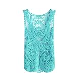 Zacoo Women's Vintage Crochet Lace Tank Top One Size Color light blue