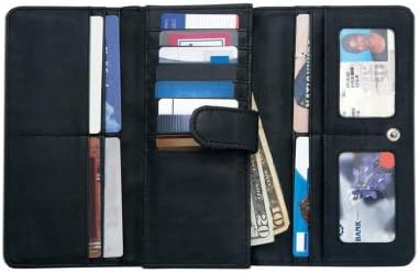 Womens Black Solid Leather Wallet RFID Security Blocking ID Holder Credit Card